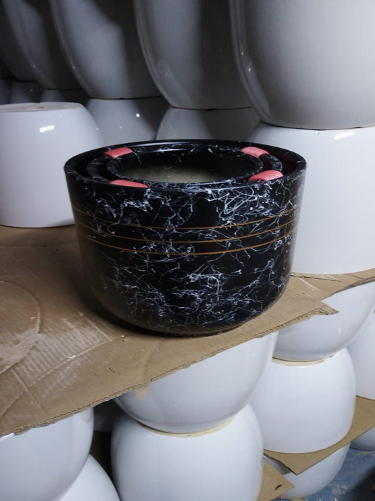 Concrete Black(Golden and White Shade)Pot